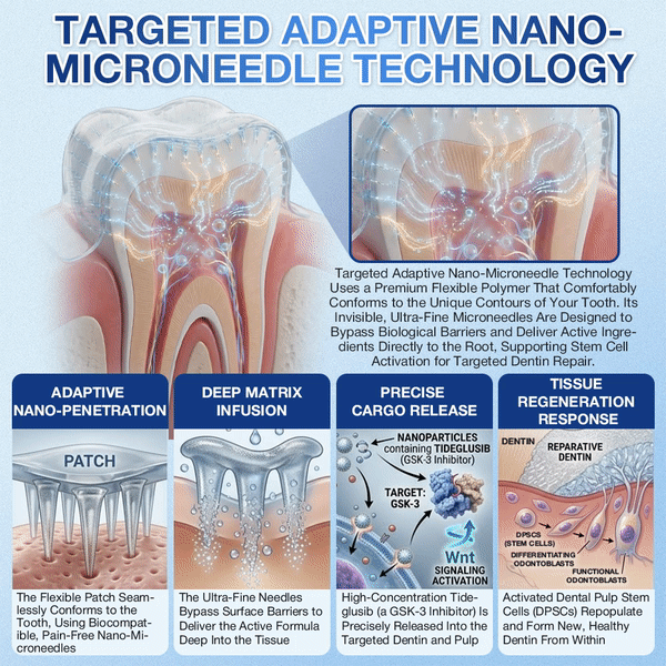🦷𝐆𝐥𝐢𝐦𝐦𝐞𝐫𝐥𝐲®Parche de microagujas con Tideglusib para la reparación de dientes y encías  3.0