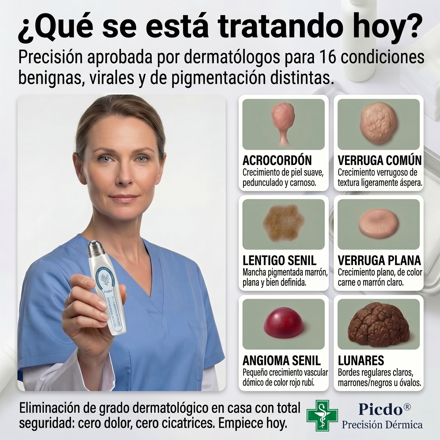 𝐏𝐢𝐜𝐝𝐨® 𝐁𝐨𝐫𝐫𝐚𝐝𝐨𝐫 𝐝𝐞 𝐕𝐞𝐫𝐫𝐮𝐠𝐚𝐬 𝐲 𝐌𝐚𝐧𝐜𝐡𝐚𝐬 𝐝𝐞 𝟕 𝐃í𝐚𝐬(Aplicador roll-on: sin dolor ni cicatrices)🐾