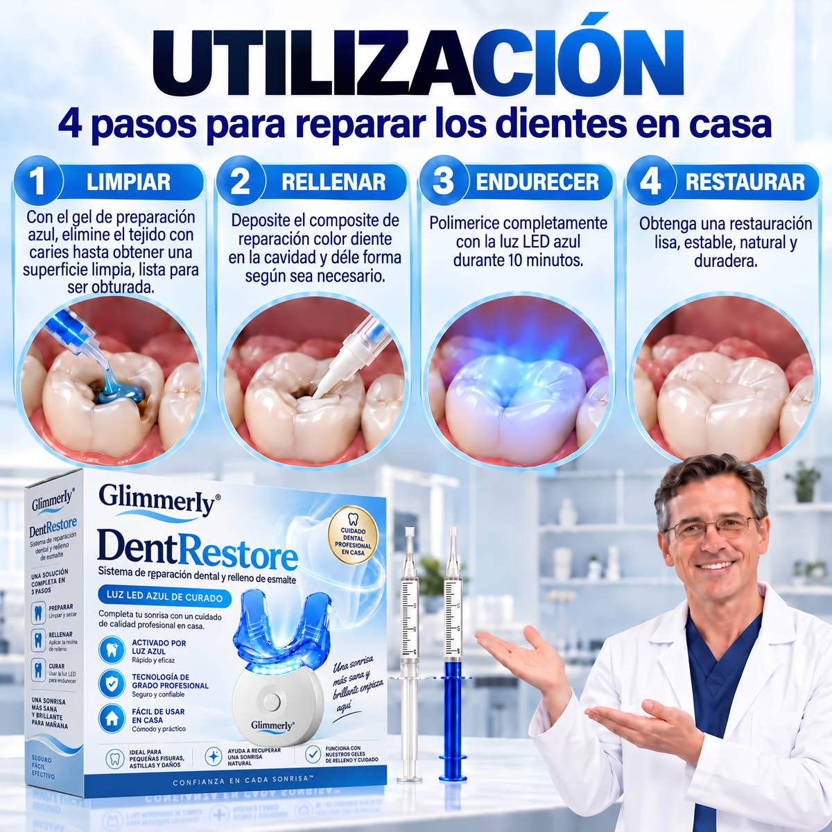 Glimmerly® Sistema DentRestore de reparación y relleno dental💥