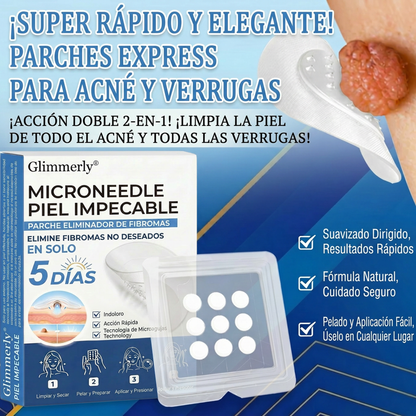 👩‍⚕️ Glimmerly® Parche 2 en 1 de microagujas e hidrocoloide | Eliminador de lunares en relieve, acné, verrugas planas y acrocordones | Mejora arrugas, cicatrices e imperfecciones | Parches invisibles para granos (rostro y cuerpo) | 144 unidades 🎁
