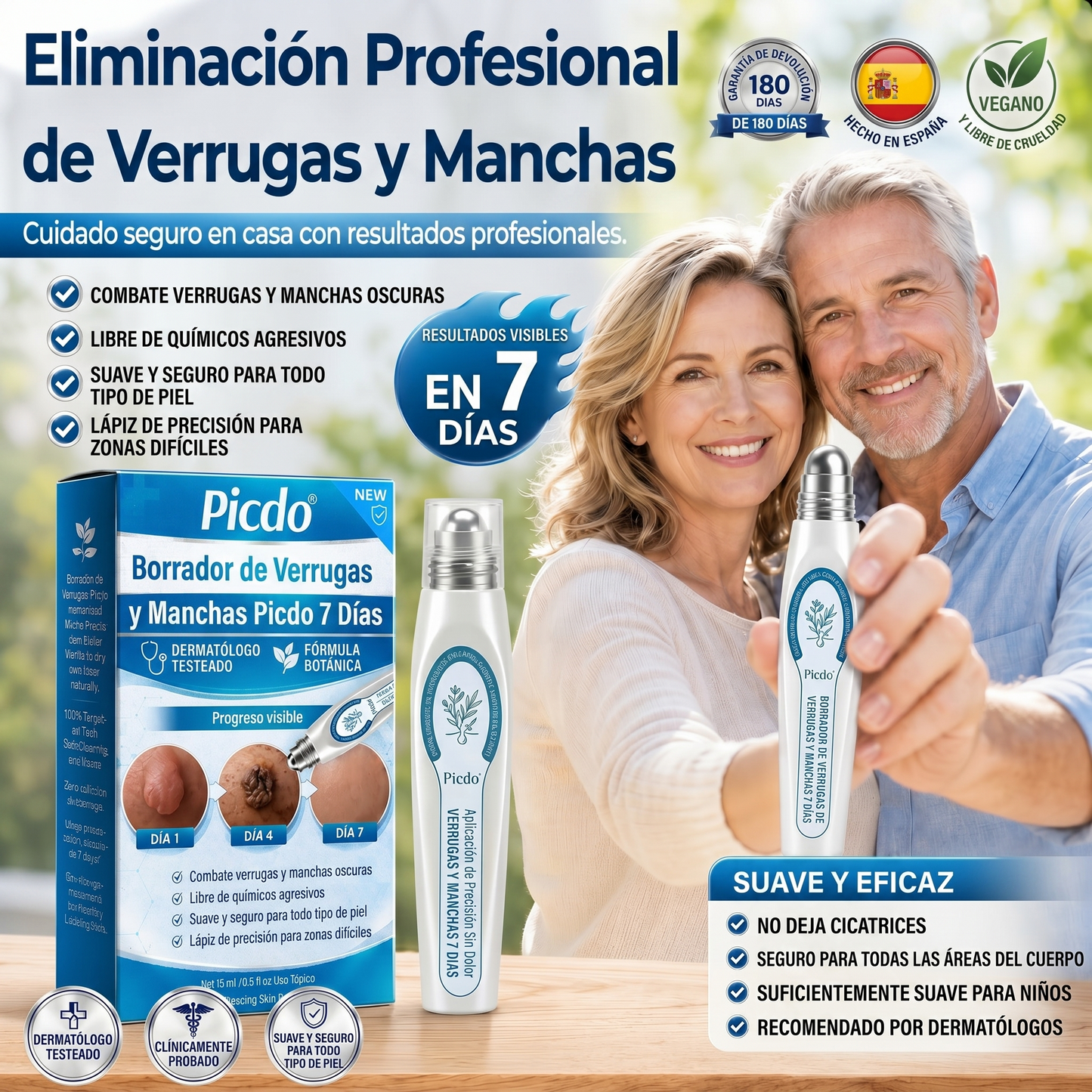 𝐏𝐢𝐜𝐝𝐨® 𝐁𝐨𝐫𝐫𝐚𝐝𝐨𝐫 𝐝𝐞 𝐕𝐞𝐫𝐫𝐮𝐠𝐚𝐬 𝐲 𝐌𝐚𝐧𝐜𝐡𝐚𝐬 𝐝𝐞 𝟕 𝐃í𝐚𝐬(Aplicador roll-on: sin dolor ni cicatrices)🐾