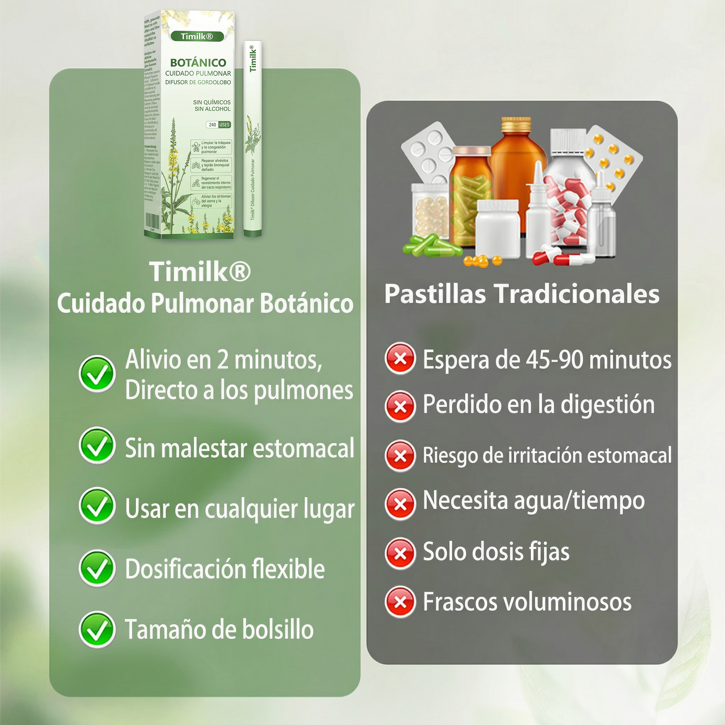 👩‍💼 Difusor de cuidado pulmonar a base de hierbas Timilk® con verbasco (Mullein)