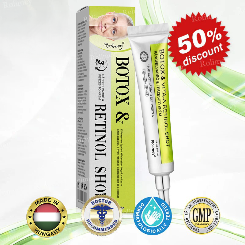 🌸Rolimey® Crema reafirmante antiarrugas con Botox y Vita-A Retinol Shot ⏰¡Último día! 70% de descuento💡
