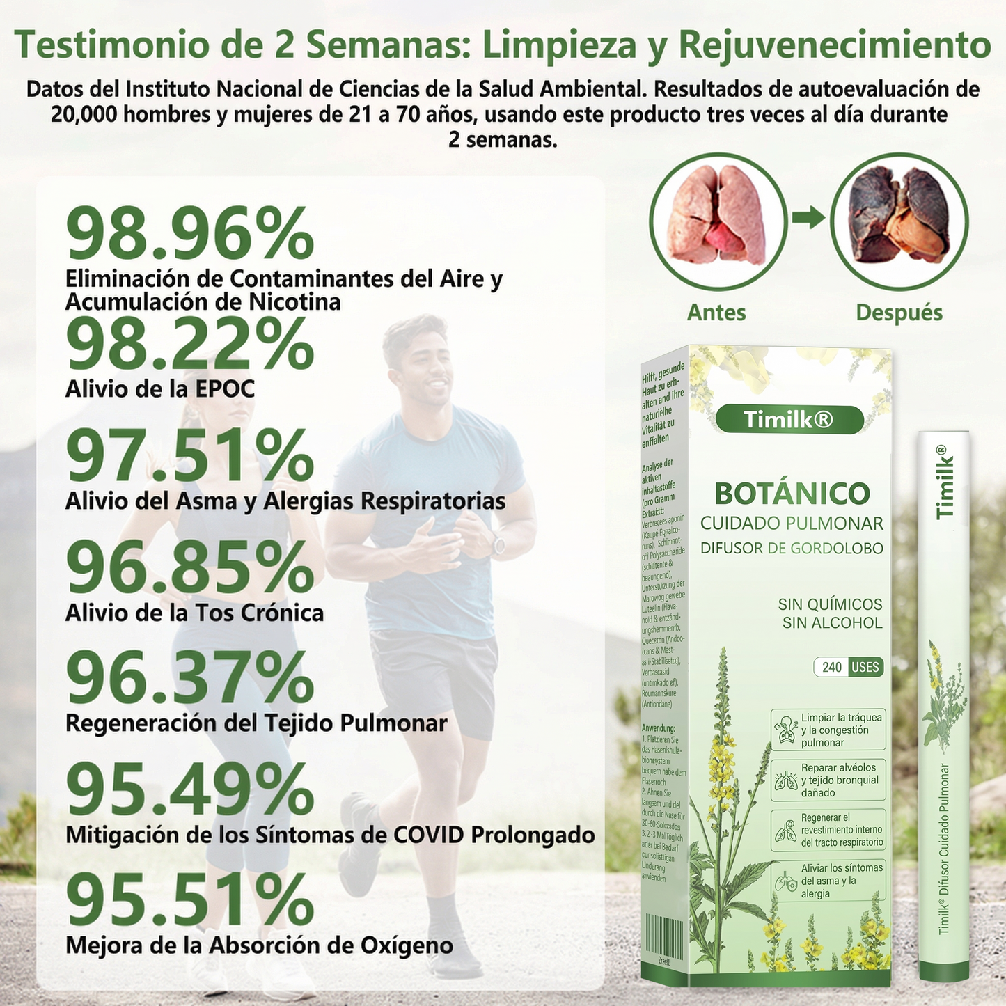 👩‍💼 Difusor de cuidado pulmonar a base de hierbas Timilk® con verbasco (Mullein)
