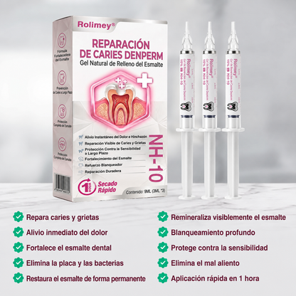 🌿Rolimey® DenPerm – Gel natural de relleno y reparación del esmalte dental para la restauración de caries 🧼