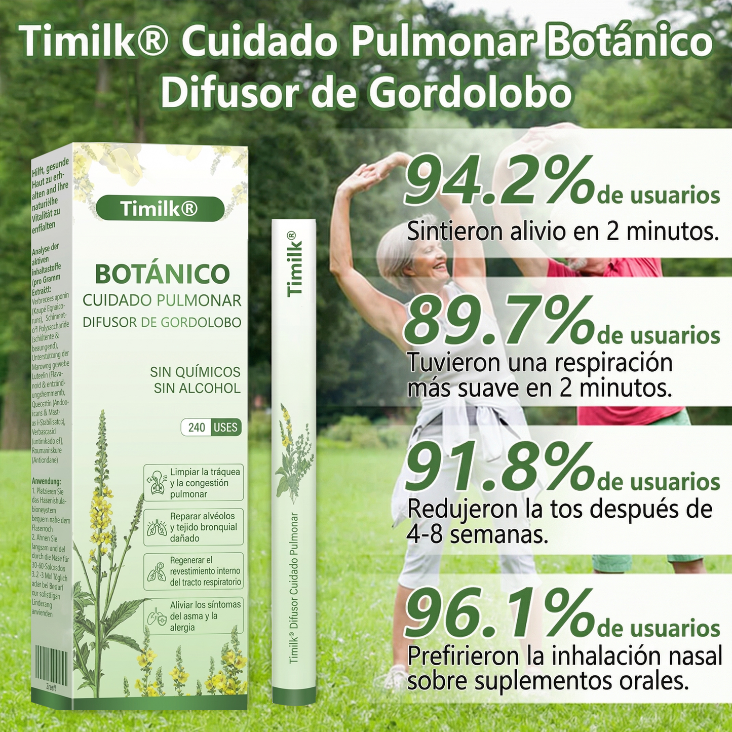 👩‍💼 Difusor de cuidado pulmonar a base de hierbas Timilk® con verbasco (Mullein)