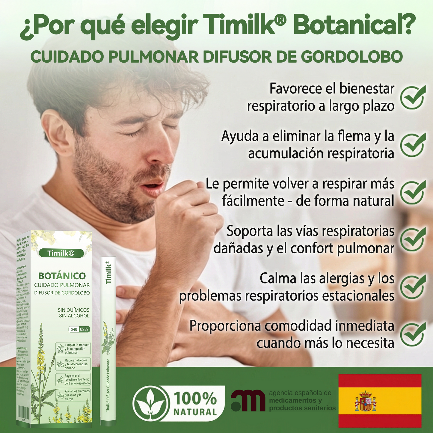 👩‍💼 Difusor de cuidado pulmonar a base de hierbas Timilk® con verbasco (Mullein)