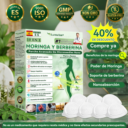 𝑳𝒖𝒙𝒂𝒓𝒊𝒔𝒆® 🥑 Moringa & Berberina 10 en 1 Parche Avanzado de Microagujas Nano (Uso diario, cambios visibles en 7 días) 👩‍⚕️ Obesidad, Diabetes, Apnea del Sueño y Problemas Articulares